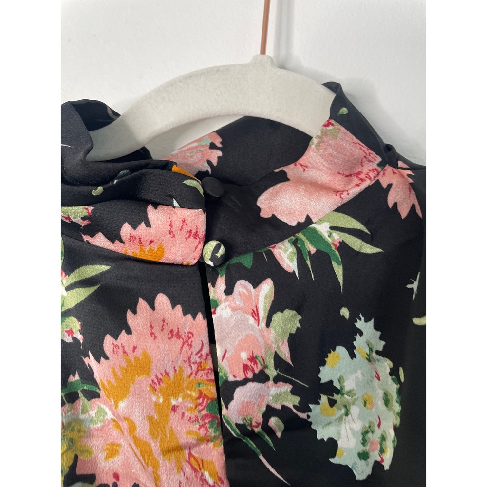 Petal + Pup Anabelle Dress Large Halter High Neck Black Floral Midi Garden Party - Picture 5 of 9